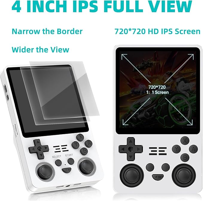 RGB20SX Retro Handheld Game Console,4.0-Inch 720x720 IPS HD Screen,Preloaded 20K+Classic Games,5000mAh Long Battery Life,Linux Open Source System,Perfect for Retro Game Lovers (White)