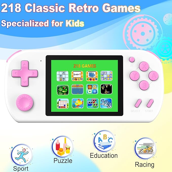 Great Boy Handheld Games for Kids with 218 Retro Video Game 3.0'' Color Screen Rechargeable Arcade Gaming Player,Birthday Xmas Gift (White)