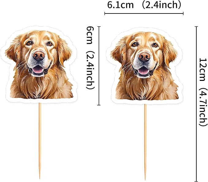 Ercadio 24 Pcs Pet Dog Puppy Cupcake Toppers Dog Themed Birthday Party Supplies Cute Golden Retriever Puppy Birthday Party Baby Shower Party Cake Decorations