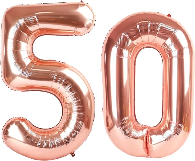 40 Inch Rose Gold Balloon Number 50 Balloon,Jumbo Mylar Foil Helium Balloon for 50 Digital Balloons for Birthday Party,Wedding Anniversary Party Decorations