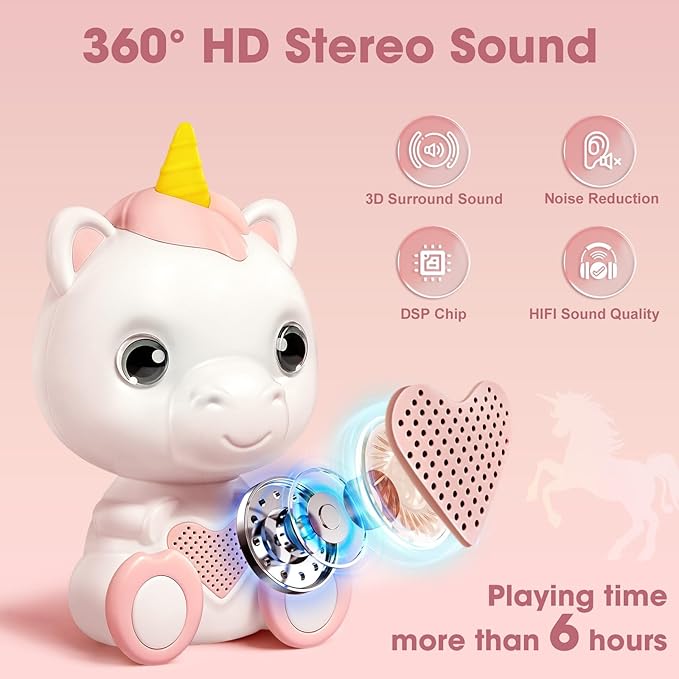 Mini Karaoke Machine for Kids Age 3-5, Unicorn Kids Portable Karaoke Machine with Wireless Microphone for Toddler Girls Singing Microphone Unicorn Toys Birthday Gift for Age 4-6 Pink