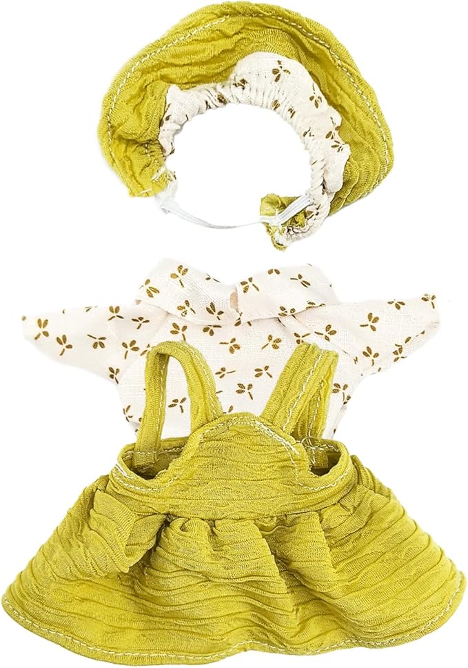 17cm Doll Clothes Set - Avocado Headband + Top + Suspender Skirt