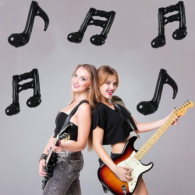 TONIFUL 20pc Music Note Balloons - Black Music Notes Party Decorations - Aluminum Foil Balloons for Birthday, Baby Shower Celebrations