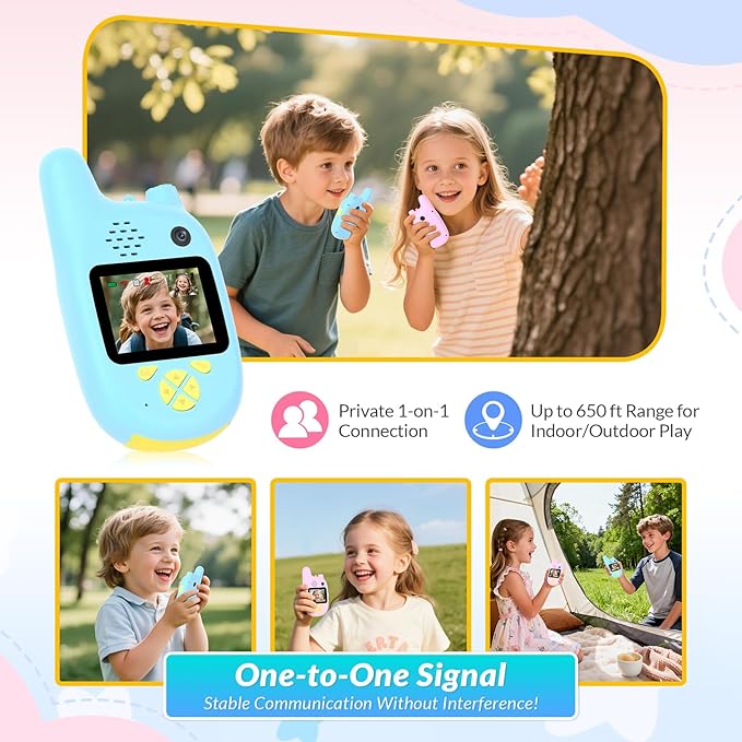 Video Walkie Talkies for Kids with Dual Cameras,2 Pack Rechargeable Kids Walkie Talkies Toys for Ages 3-9 Year Old Boy Girl, Birthday for 3 4 5 6 7 8 Year Old Boys Girls,Indoor&Outdoor