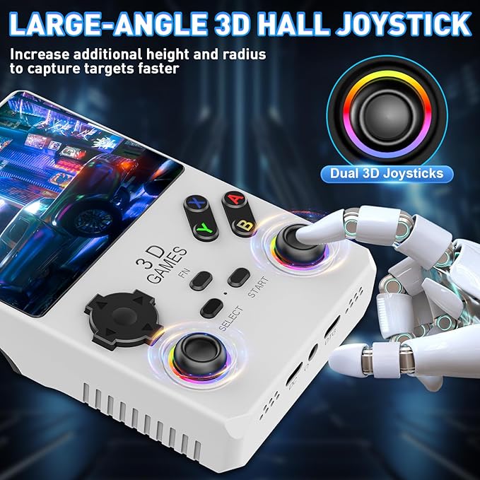 V40 PRO Upgraded Retro Handheld Game Console, Built in 35,000+Classic Games, 36+Simulators, Linux System, 3.5-inch 4K HD IPS Screen Video Player, 256GB TF Card, Portable Pocket Arcade Console (White)
