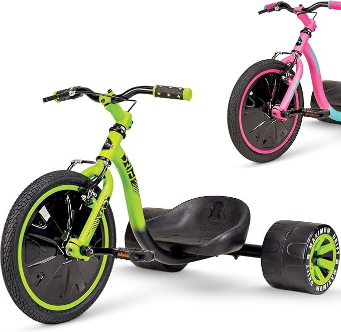 Drift Trike for Kids Ages 5+ – 16" Front Wheel Ride-On with Adjustable Seat, Steel Frame, Rear Slick Drift Wheels & Safety Flag – Madd Gear