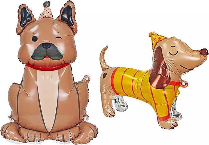 2PCS Self Standing Dog Animal Balloons Cute Pet Puppy Birthday Foil Balloon For Kids Gift Animal Dog Themed Birthday Baby Shower Pet Party Decorations Supplies