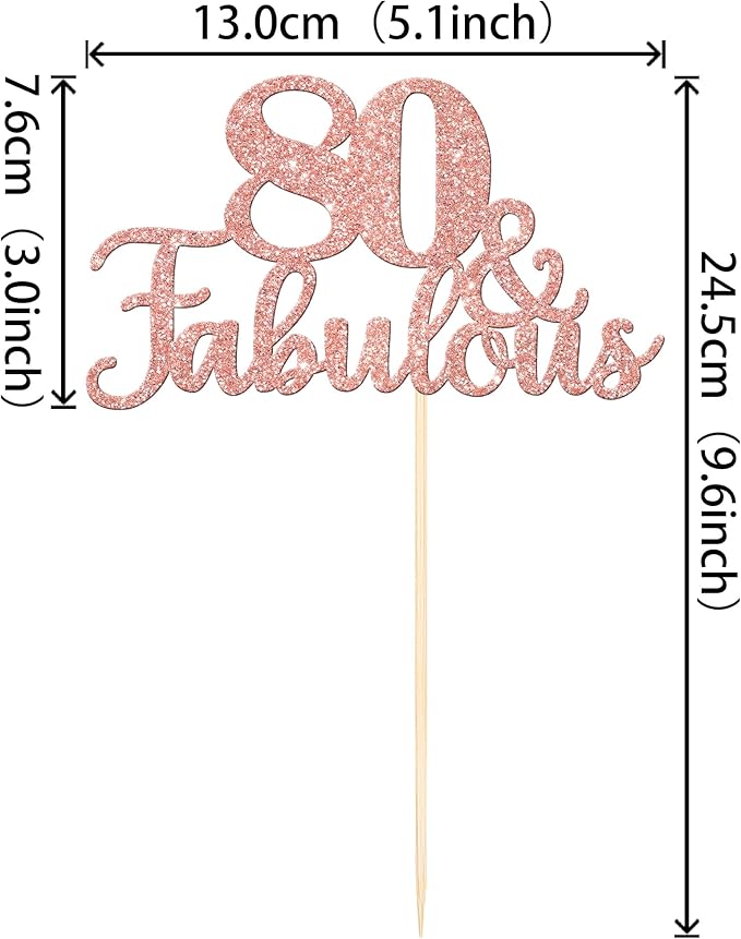 12 PCS 80 and Fabulous Centerpiece Sticks Double Sided Happy 80th Birthday Table Flower Centerpieces Sticks Cheers to 80 Floral Decorations for 80th Birthday Anniversary Party Supplies Rose Gold