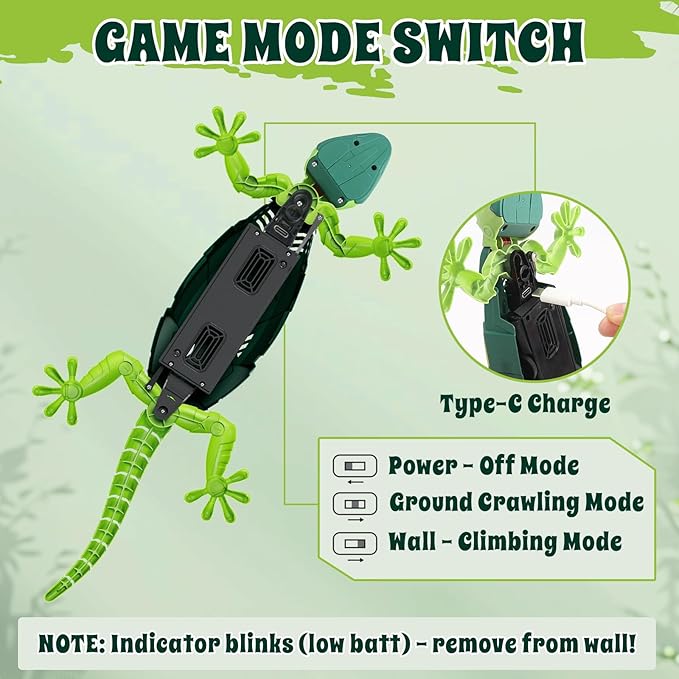 Wall Crawler Gecko, Remote Control Robot Toys, Rechargeable RC Animals Toy, Realistic Wall Crawling Halloween Birthday Gifts for Boys Girls Ages 4-8 6-8