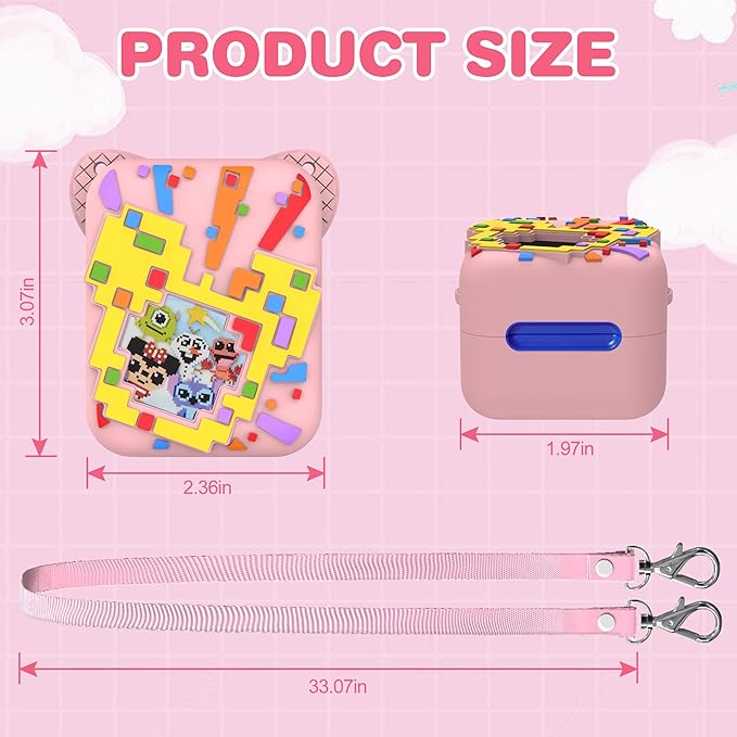 Silicone Case for Bitzee Disney Interactive Toy, Anti-Scratch, Washable, Shockproof Silicone Protective Cover for Bitzee Disney Interactive Toy Electronic Pets Accessories with Lanyard - Pink