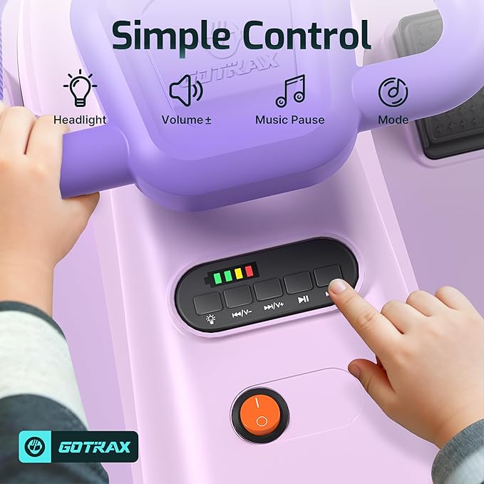 Gotrax WG1 Electric Wiggle Car for Kids, 12V Big Battery up to 120Min Playtime, Music Speaker &Rear Flash Wheels, Battery Display & Easy Assembly w/Pedal Throttle, Crazy Cart Gift for Ages 3+, 132Lbs