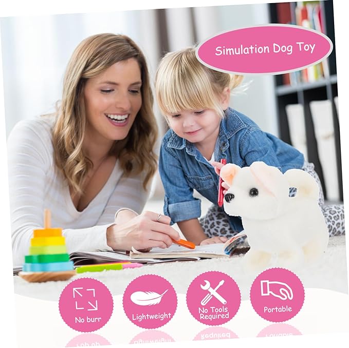 SUPVOX Robot Dog Walking Dog Plush Model Barking Plaything Simulation Plaything Imitation Cognitive White Pp Cotton