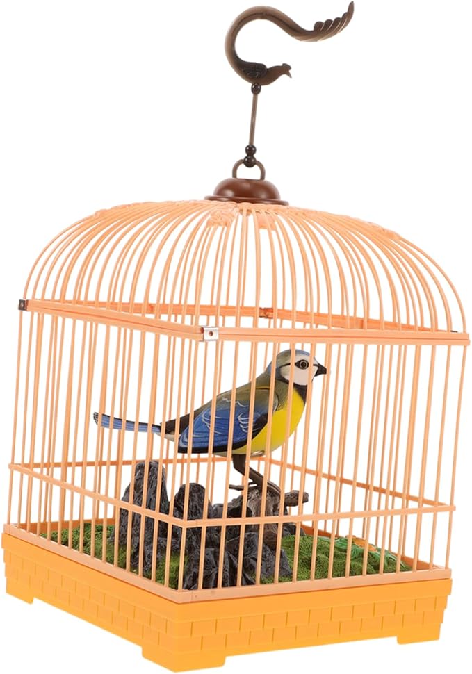 Electric Chirping Bird Toy Cage Sound Activated Interactive Motion Realistic Chirping Sounds Compact Design for Boys and Girls Adults Decorative Birdcage Toy