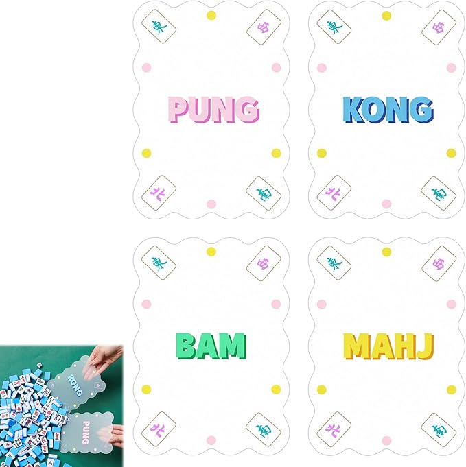 Soulchen 4 Pcs Mahjong Tile Mixer Shufflers for Mixing and Shuffling Tiles Plastic Mahjong Accessories Gifts for Lovers Games Decorative Printed Design (Transparent Frosted Print)