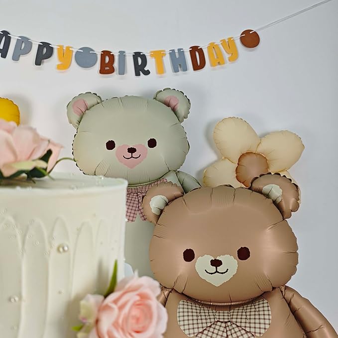 Matte teddy bear balloons Decorations 2PCS Foil Mylar Balloons Little Bear Theme Party Supplies Jungle Safari Theme Baby Shower Birthday Party Decorations