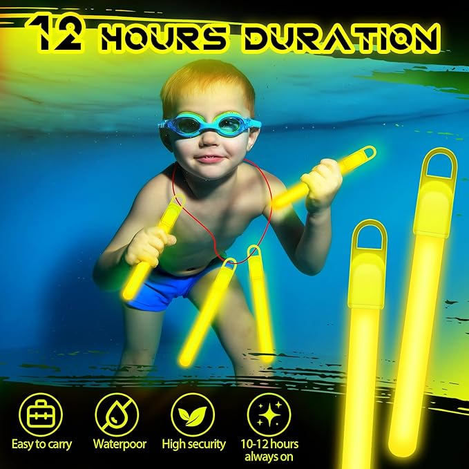 Lewtemi 50 Pack 4" or 6" Bright Glow Sticks Bulk, Glow in the Dark Party Supplies Birthday and Holidays (4 Inch,Yellow)