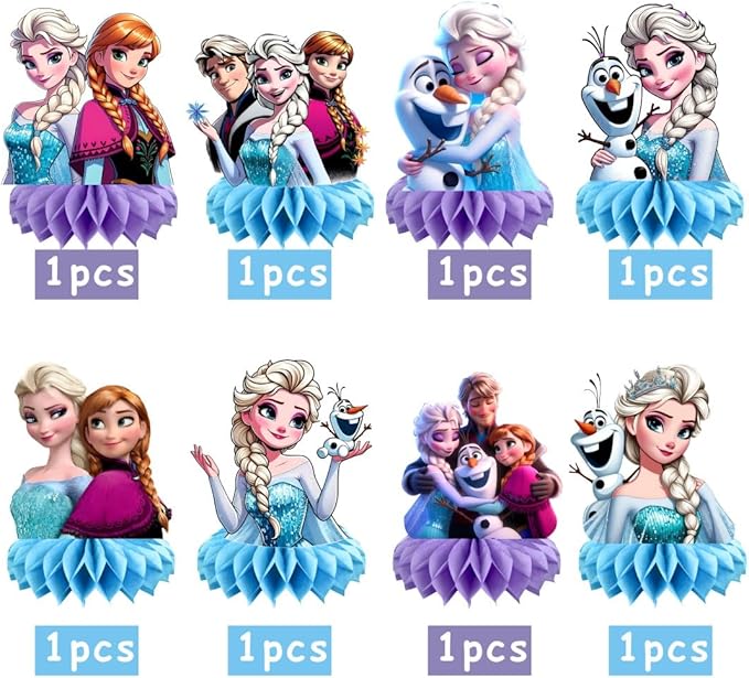 8Pcs Frozen Table Centerpieces Birthday Party Supplies Double Side Table Decorations for Frozen Party Decorations