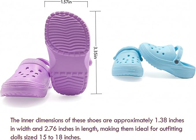 4 Pairs Classic Clogs for 18" Dolls - Macaron Color EVA Slip-On Shoes,Fits Most 18" Dolls,Dress Up Gift Set