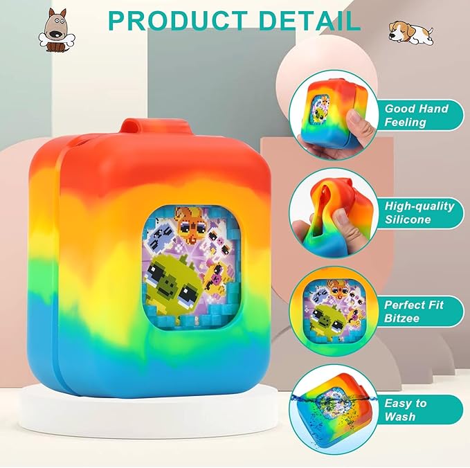 YouKnow Silicone Case for Bitzee Magicals Interactive Toy Digital Pet and Case, Protective Skin Sleeve for Bitzee Virtual Electronic Pets Accessories (Case Only) (Colorful)