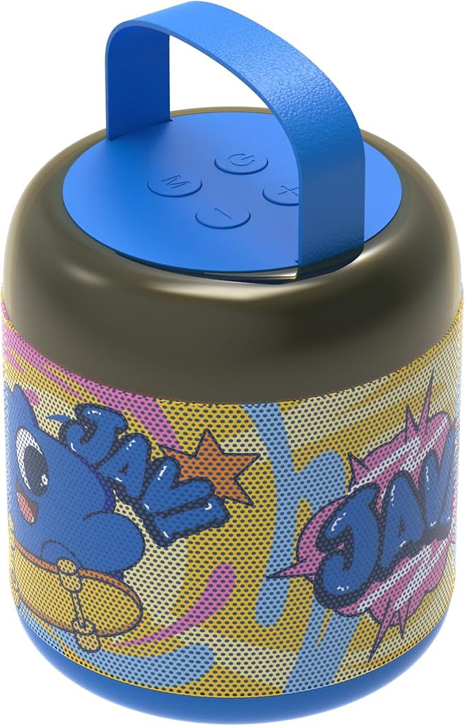 Jellie O-K Kids Wireless Karaoke Speaker with Handheld Microphone, Portable, Premium Sound, Cute Characters, Fun for The Whole Family. (Blue)