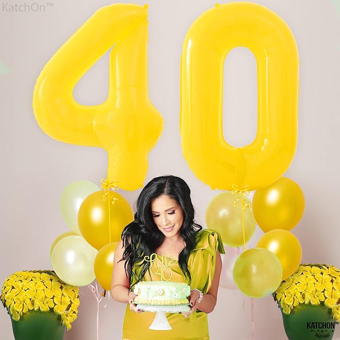 KatchOn, Yellow 0 Balloon Number - Giant, 40 Inch yellow Number Balloons | Zero Balloon for Happy Birthday Decorations | Number 0 Foil balloon for yellow Mylar Decorations