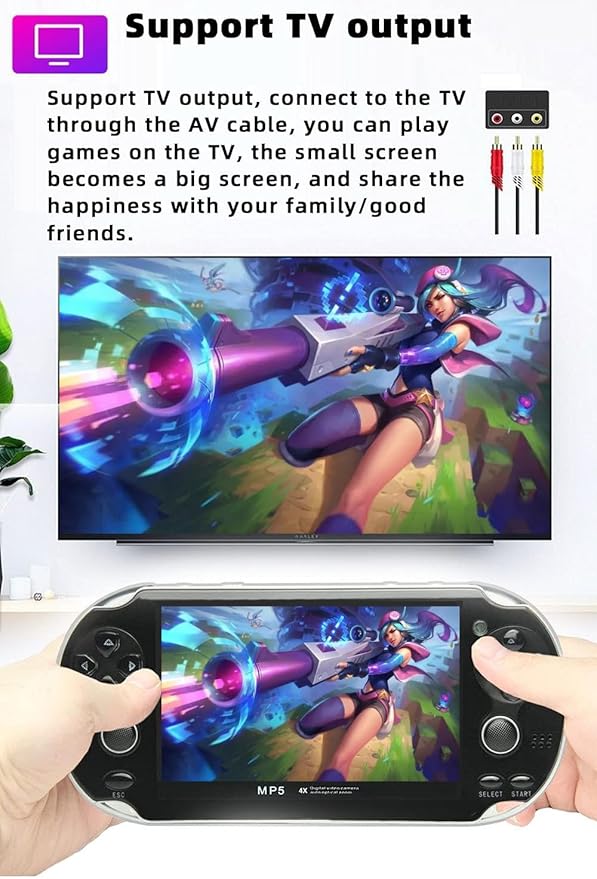 CZT Handheld Game Console 4.3 inch Double Joystick 8GB Build in 2200 Retro Game Video Game Console Arcade Multiple Emulator Mini Portable Game Player MP3/4 TV Out Gifts for Children/Men(Black)