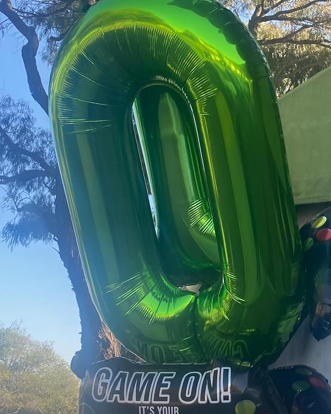 Green Number Balloon 40 Inch, 0 Number Balloons, 10 20 30 40 50 Numbers Balloon Birthday Decorations, Green Party Supplies for Women Men, St. Patrick's Day Games Theme Birthday Decorations