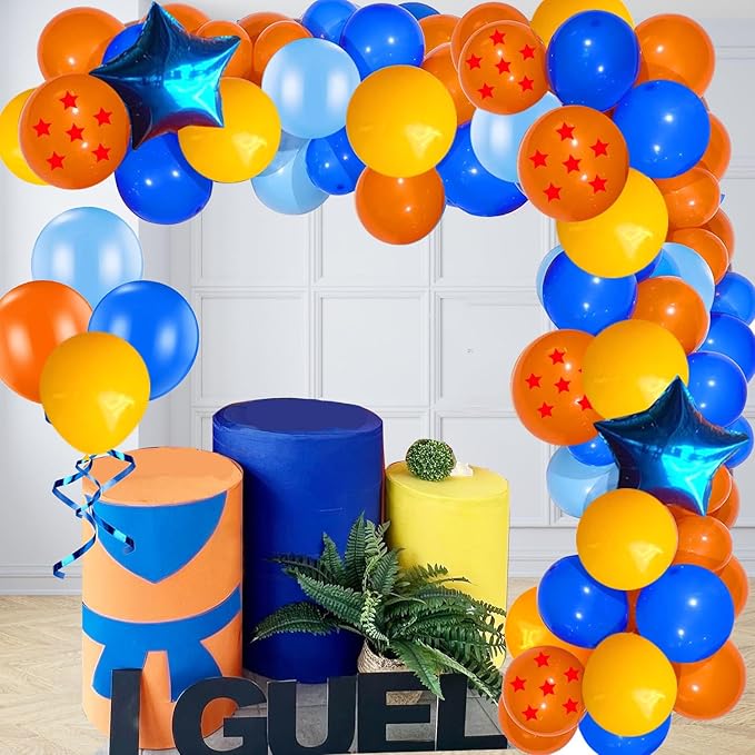 Dragon Balloons Dragon Z Party Supplies - 139 Pcs 7 Stars Balls Birthday Balloon Garland Arch Kit, Dragon Z Ball Latex Balloon Arch For Video Game Cartoon Ball Birthday Party Decorations (blue)