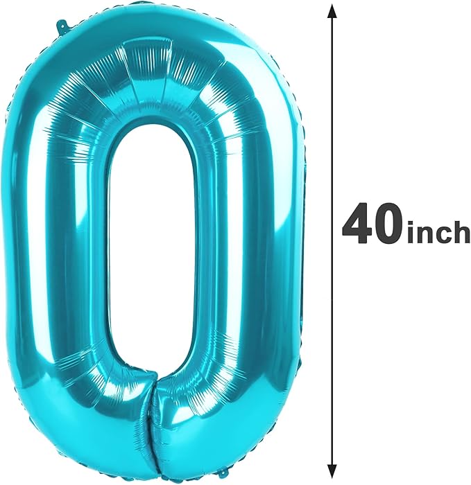 Blue Helium Number Balloon 40 Inch, Giant Foil Blue Number 0 Birthday Balloons, Large Numbers 10 20 30 40 50 60 70 80 90 100 2026, Party Celebration Supplies Decorations