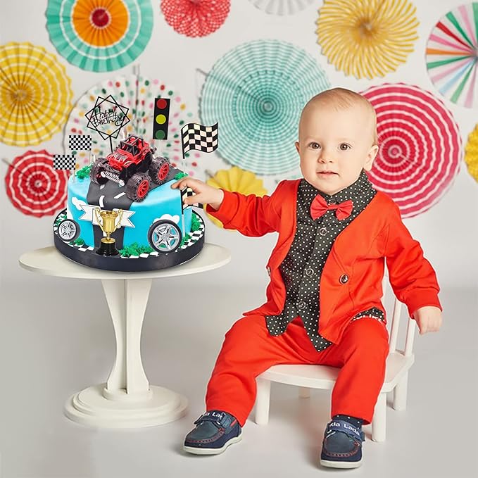MEMOVAN Trucks Cake Topper Truck Cake Decorations Racing Car Birthday Cake Cupcake Topper Decoration for Boy's Kids Blaze Truck Theme Birthday Supplies Racing Car Party Favors-30pcs