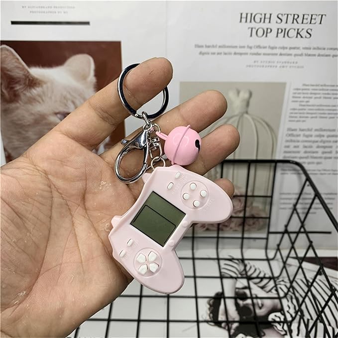 Retro Classic Game Console Pendant Keychain Playable Electronic Miniature Handheld Mini Games Machine with Keychain Ring Gift (M5)