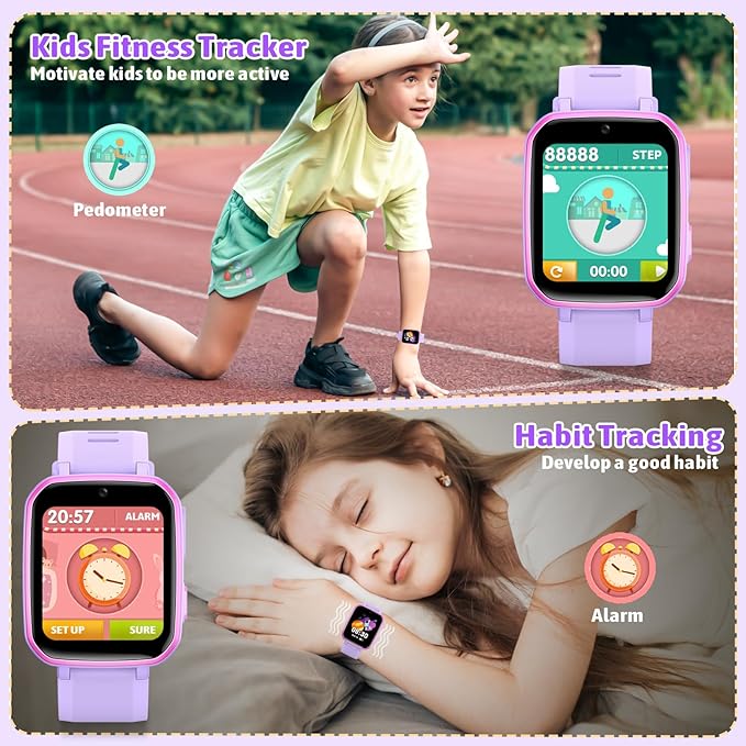 zicor Kids Game Watch Gift with 26 Puzzle Games, Dual Camera, Music Player, Pedometer, Video Recorder, Flashlight, Alarm Clock,Educational Toy for Boys Girls Age 4-12 Years Old,Birthday