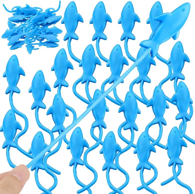 30 Pcs Blue Sticky Shark Toys for Stretchy Shark Gifts Ocean Under Sea Themed Favors Goodie Bags Stuffer Ocean Party Favor Supplies Prizes Rewards