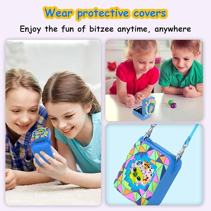 Silicone Case for Bitzee Magicals Digital Pet, Skin Sleeve for Bitzee Magicals Interactive Digital Pet Protective for Girls & Boys with Lanyard (Blue)