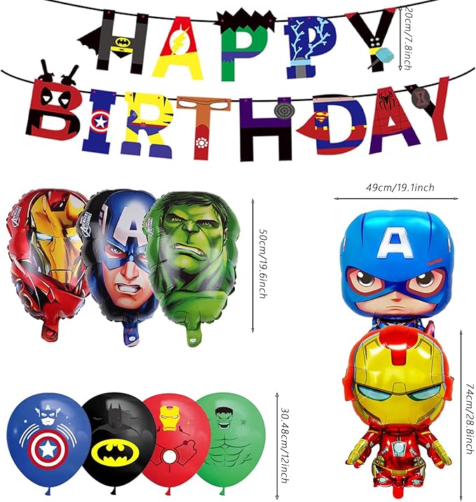 22PCS Party Balloons Set for Superhero Birthday Party Supplies Avengers Party,for Superhero Birthday Party Supplies