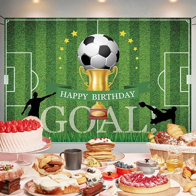 Soccer Happy Birthday Backdrop Decorations Soccer Happy Birthday Banner Goal Photo Background for Home Indoor Outdoor Party Decorations Supplies 70.8 x 47.2 Inch