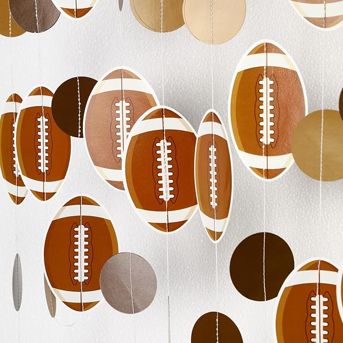 MARFOREVER 41 Ft Pre-Strung Football Garland Banner, Football Party Decorations Football Hanging Swirls Streamers for Sports Football Themed Party Home Classroom Birthday Decorations