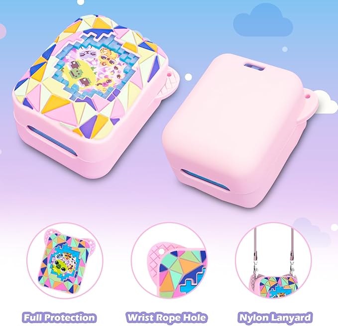 Silicone Cover Case for Bitzee Magicals Interactive Toy Digital Pet and Case,Case with Lanyard,Protective Case Holder Skin for Bitzee Virtual Electronic Pets for Girls & Boys Pink