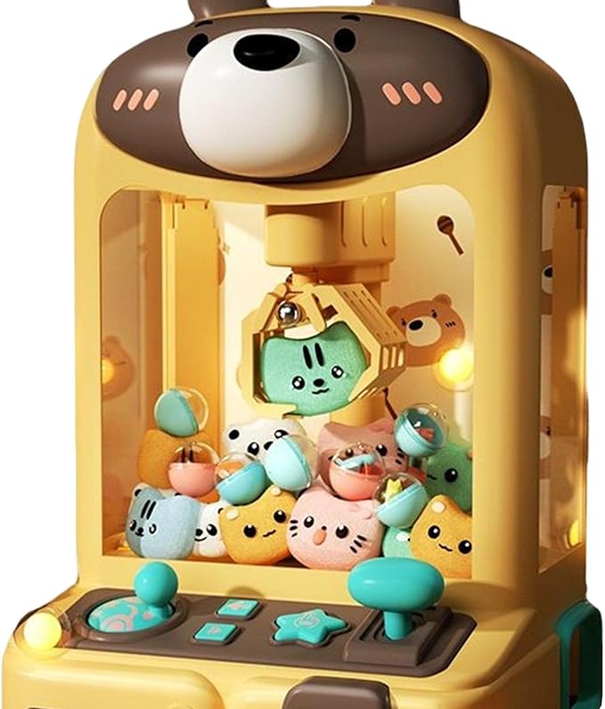 Claw Machine for Kids, Mini Vending Machines Arcade Candy Capsule Claw Game Prizes Toy, Electronic Small Toys for Home, Gifts for Adults Girls, Bear