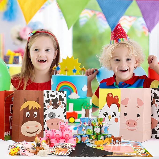 Farm Party Favors, 134 PCS Farm Animal Party Favors, Farm Party Decorations Barnyard Birthday Party Supplies, Return Gifts for Kids Birthday, Goody Bag Stuffers