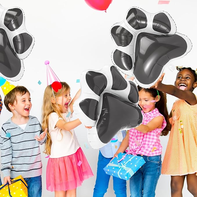 Hungdao 9 Pcs 28 x 26 Inch Grey Dog Paw Balloons Paw Print Foil Balloons Large Puppy Birthday Party Supplies for Baby Shower Pets Dog Themed Party Decorations