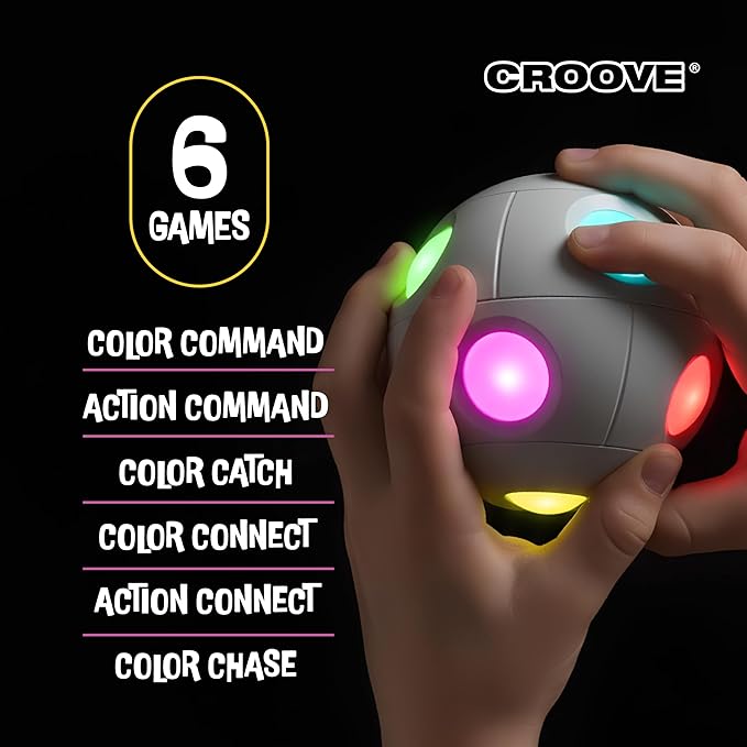 Handheld Light-Up Brain & Memory Action Ball - 6 Fun Fast-Paced Games for Kids - Rechargeable - Boys Toys Age 8-10 - Coolest Electronic Memory Game for Ages 7 8 9 10 11 12 13 - Easter Gifts for Kids