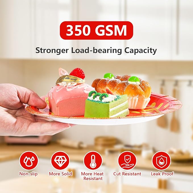 170Pcs Chinese New Year Party Supplies Spring Festival Plates and Napkins Cups, Forks, Tablecloth Red Gold Festival Tableware Set for Lunar New Year 2026 Party Decoration Serves 24