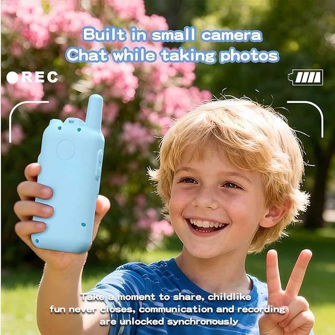 Upgraded Video Walkie Talkies for Kids Ages 3–10, Kids Walkie Talkies 2 Pack with with Micro Chat and Games, Interactive Video and Long Range, Rechargeable Outdoor Camping Gift for Boys & Girls
