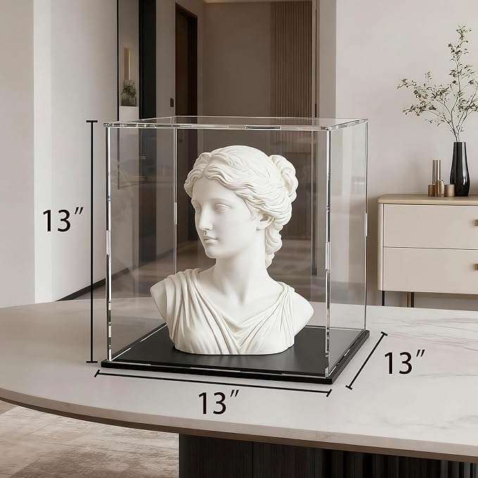 Large Display Case for Display, Clear Acrylic Box for Showcase Collectibles Action Figures Home Storage & Organizing Toys, 13" L x 13" W x 13" H