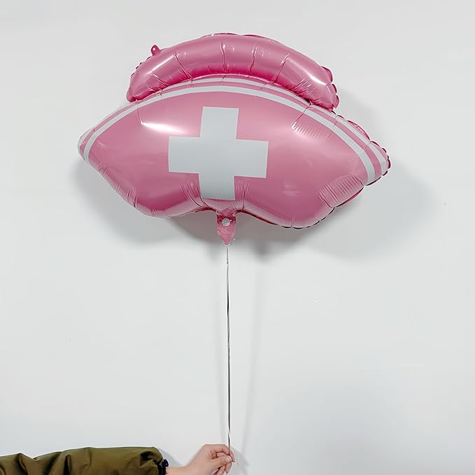 3Pcs Pink Nurse Cap Balloons/Nurse Party Decorations/Nurse Graduation Decorations/Nursing Graduation Party Supplies/Nursing School Graduation Party Decoration/Nurse Balloons
