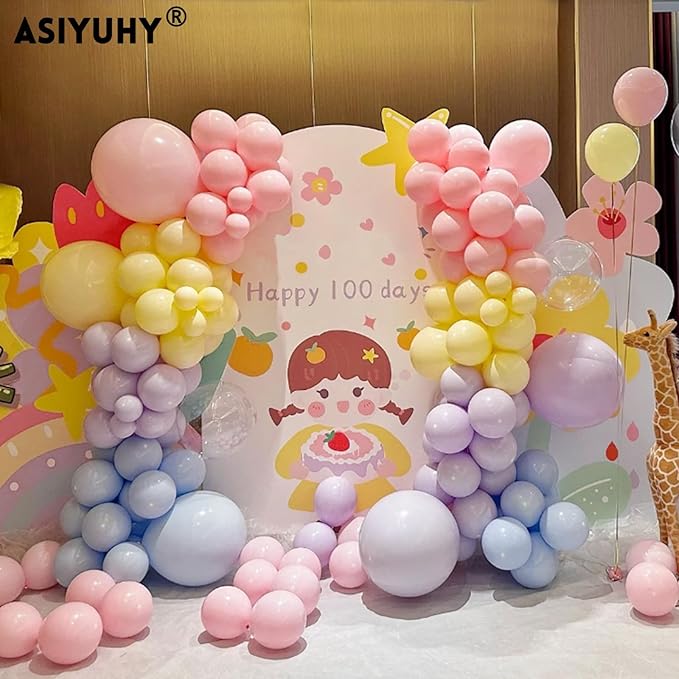 Pastel Balloons 100 Pack 12 inch Pastel Colors Latex Party Balloons for Birthday Rainbow Party Baby Shower Wedding Decorations