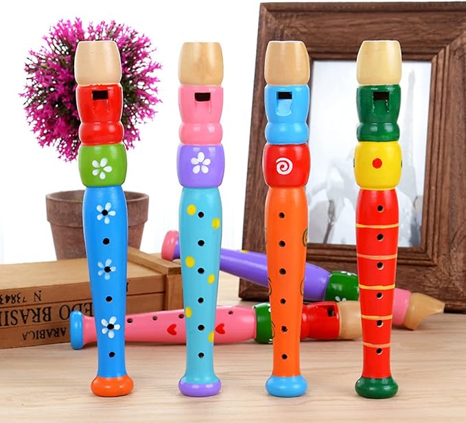Small Wooden Recorders Flute Colorful Piccolo Early Education Music Sound Toys Learning Musical Instrument Piccolo