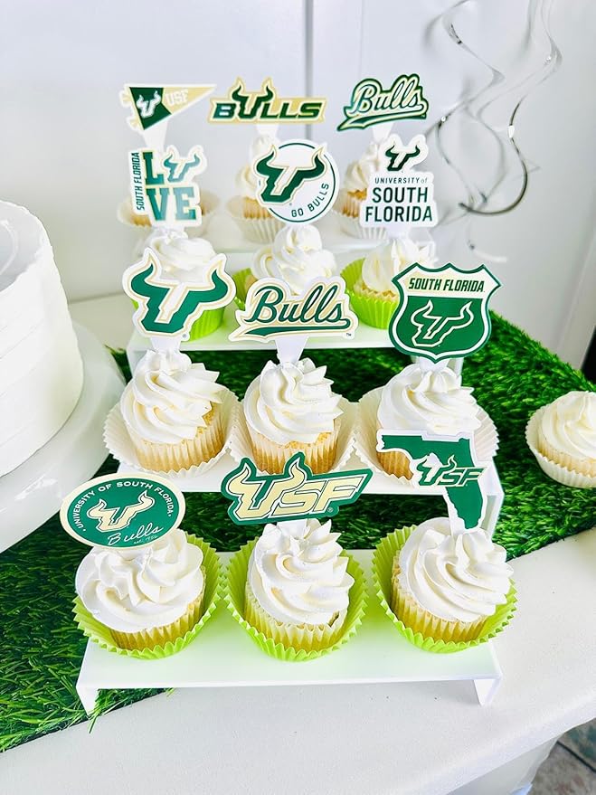 University of South Florida Cupcake Topper Party Supplies for USF Football, Birthday, Graduation Party Decorations (24 Pieces) (South Florida Bulls)