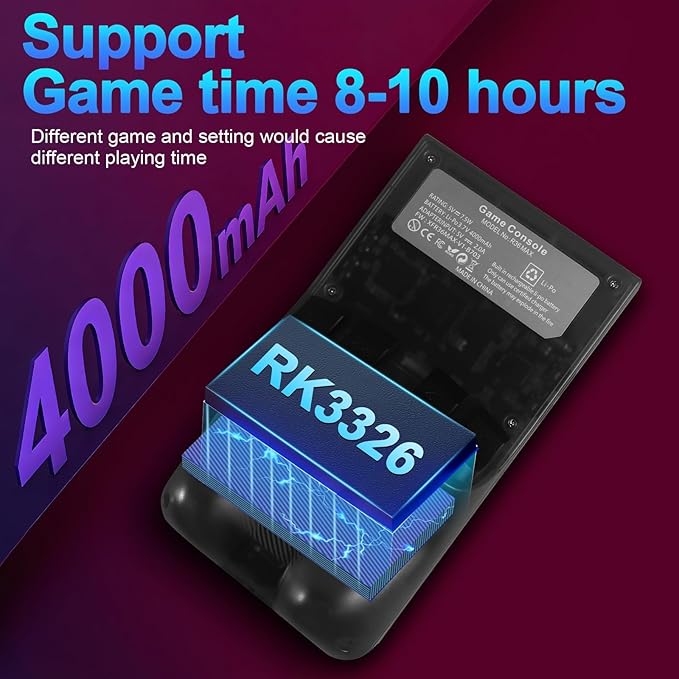 R36MAX Retro Handheld Game Console, 4.0 Inch Screen, 64GB, 18000+ Games, Linux System, 4000mAh Battery (Blcak Transparency, 128, GB)